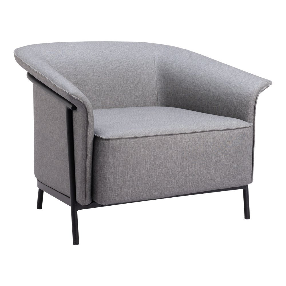 35" Slate Gray And Black Faux Leather Arm Chair HomeRoots