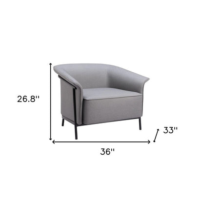 35" Slate Gray And Black Faux Leather Arm Chair HomeRoots