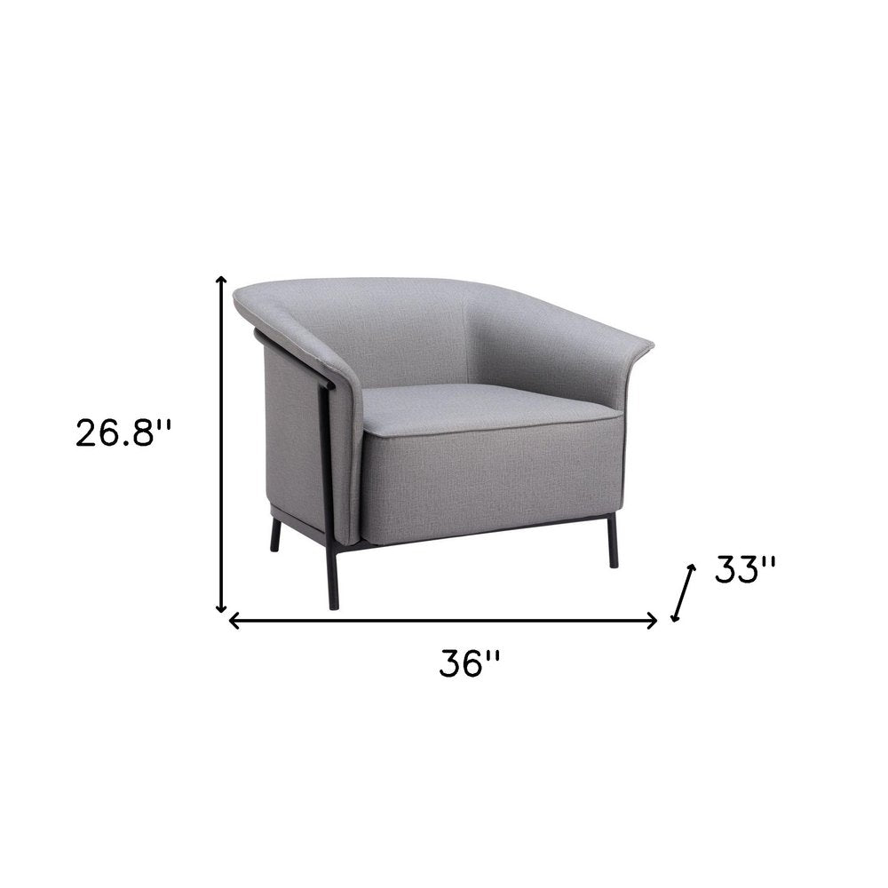 35" Slate Gray And Black Faux Leather Arm Chair HomeRoots