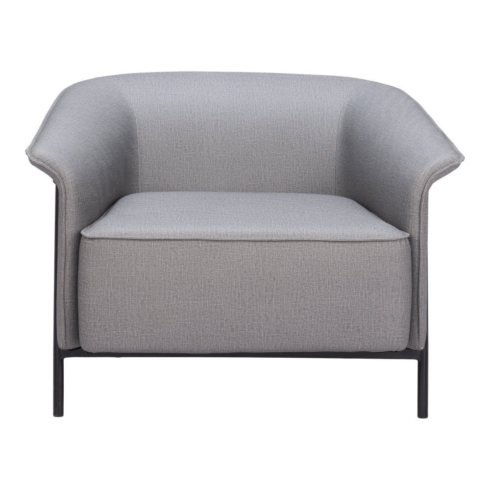 35" Slate Gray And Black Faux Leather Arm Chair HomeRoots