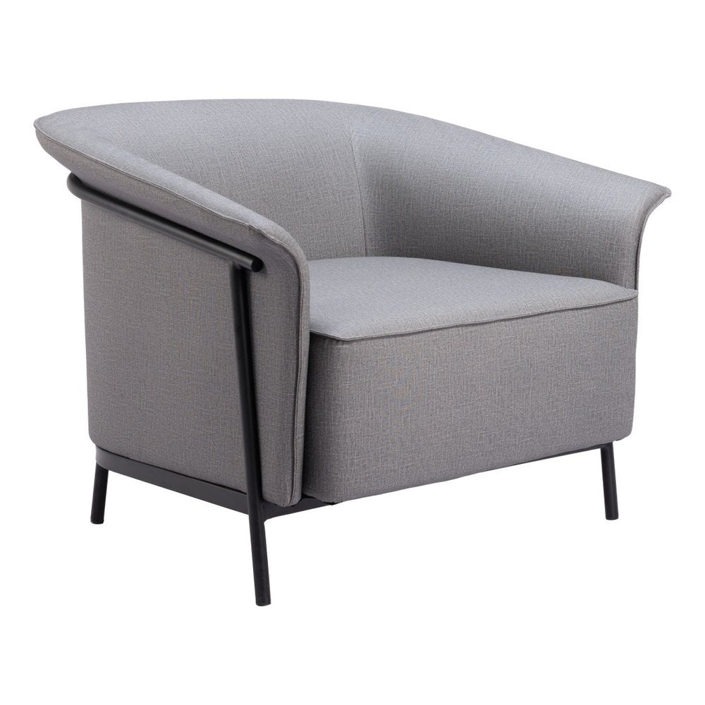35" Slate Gray And Black Faux Leather Arm Chair HomeRoots