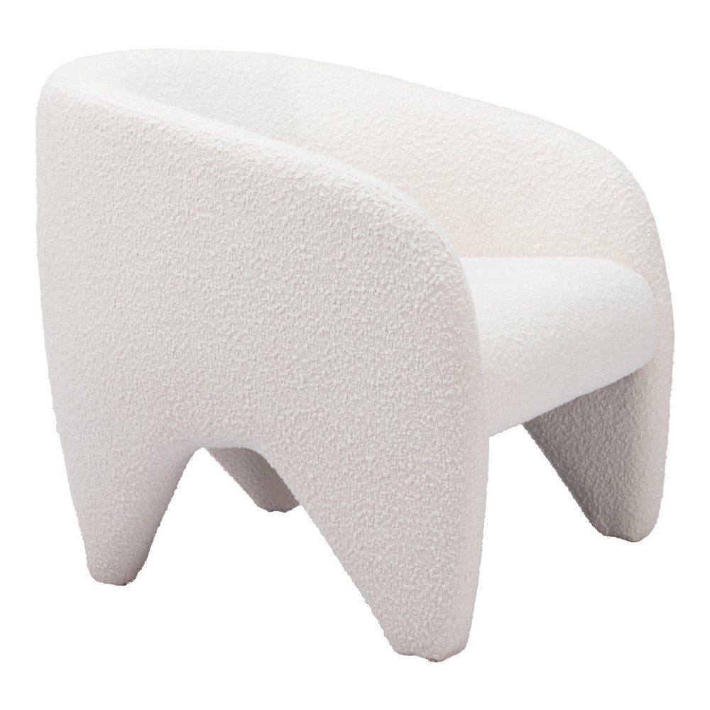 30" White Faux Shearling And Upholstered Arm Chair HomeRoots