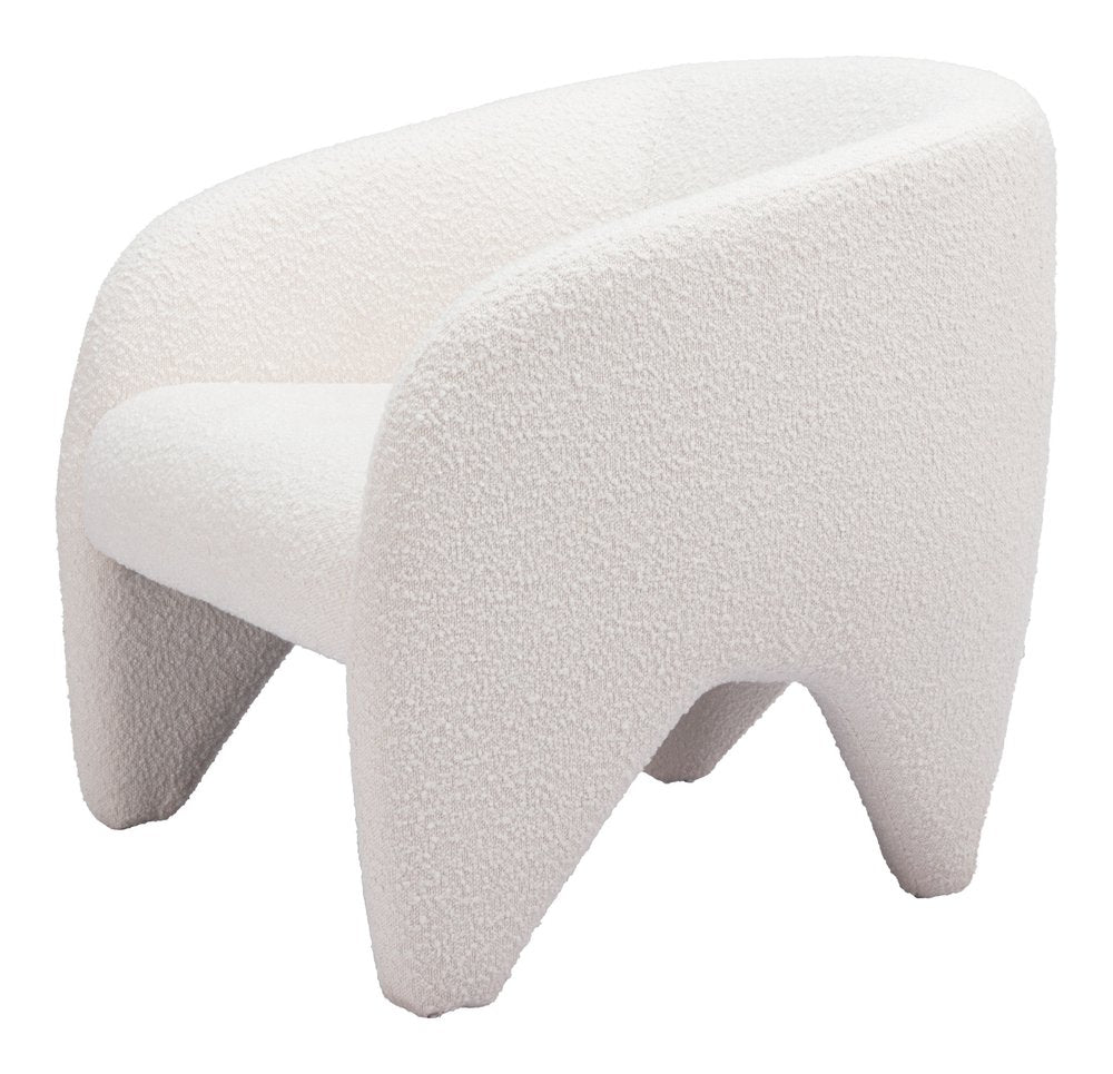 30" White Faux Shearling And Upholstered Arm Chair HomeRoots