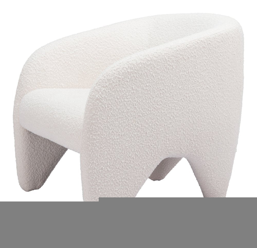 30" White Faux Shearling And Upholstered Arm Chair HomeRoots