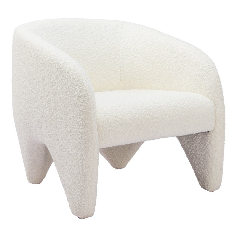 30" White Faux Shearling And Upholstered Arm Chair HomeRoots