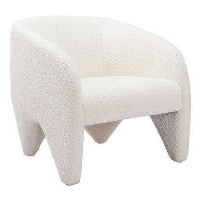 30" White Faux Shearling And Upholstered Arm Chair HomeRoots