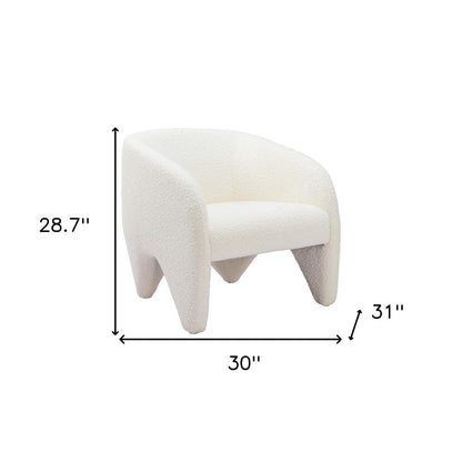 30" White Faux Shearling And Upholstered Arm Chair HomeRoots