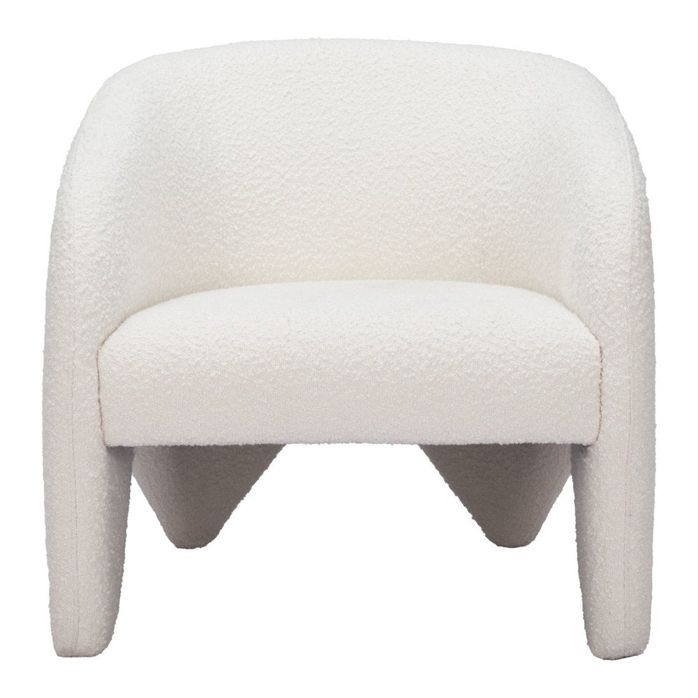 30" White Faux Shearling And Upholstered Arm Chair HomeRoots