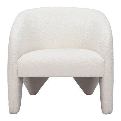 30" White Faux Shearling And Upholstered Arm Chair HomeRoots