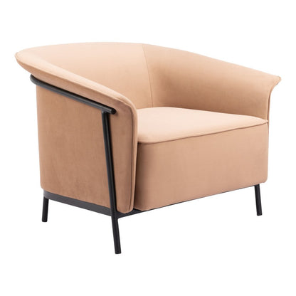 35" Tan And Black Upholstered Arm Chair HomeRoots