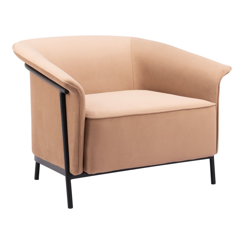 35" Tan And Black Upholstered Arm Chair HomeRoots