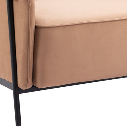 35" Tan And Black Upholstered Arm Chair HomeRoots