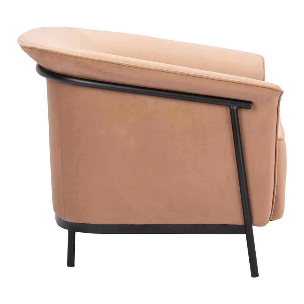 35" Tan And Black Upholstered Arm Chair HomeRoots