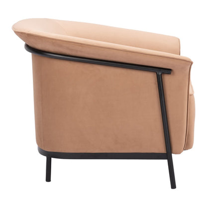 35" Tan And Black Upholstered Arm Chair HomeRoots