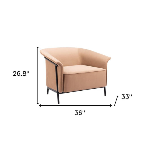35" Tan And Black Upholstered Arm Chair HomeRoots