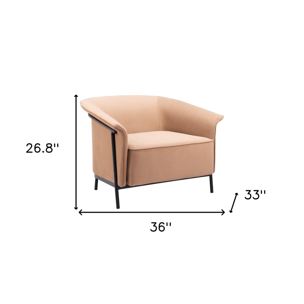 35" Tan And Black Upholstered Arm Chair HomeRoots