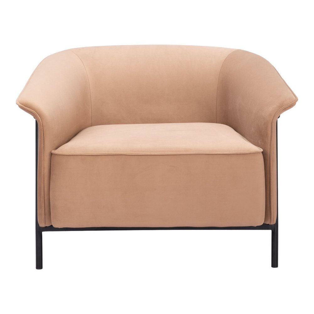 35" Tan And Black Upholstered Arm Chair HomeRoots
