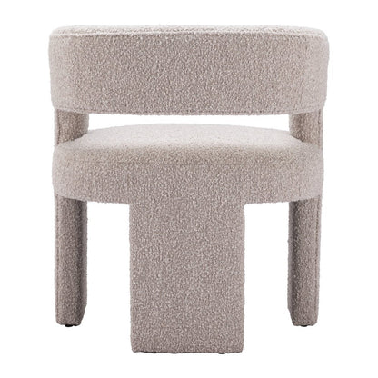 27" Beige Faux Shearling And Upholstered Arm Chair HomeRoots
