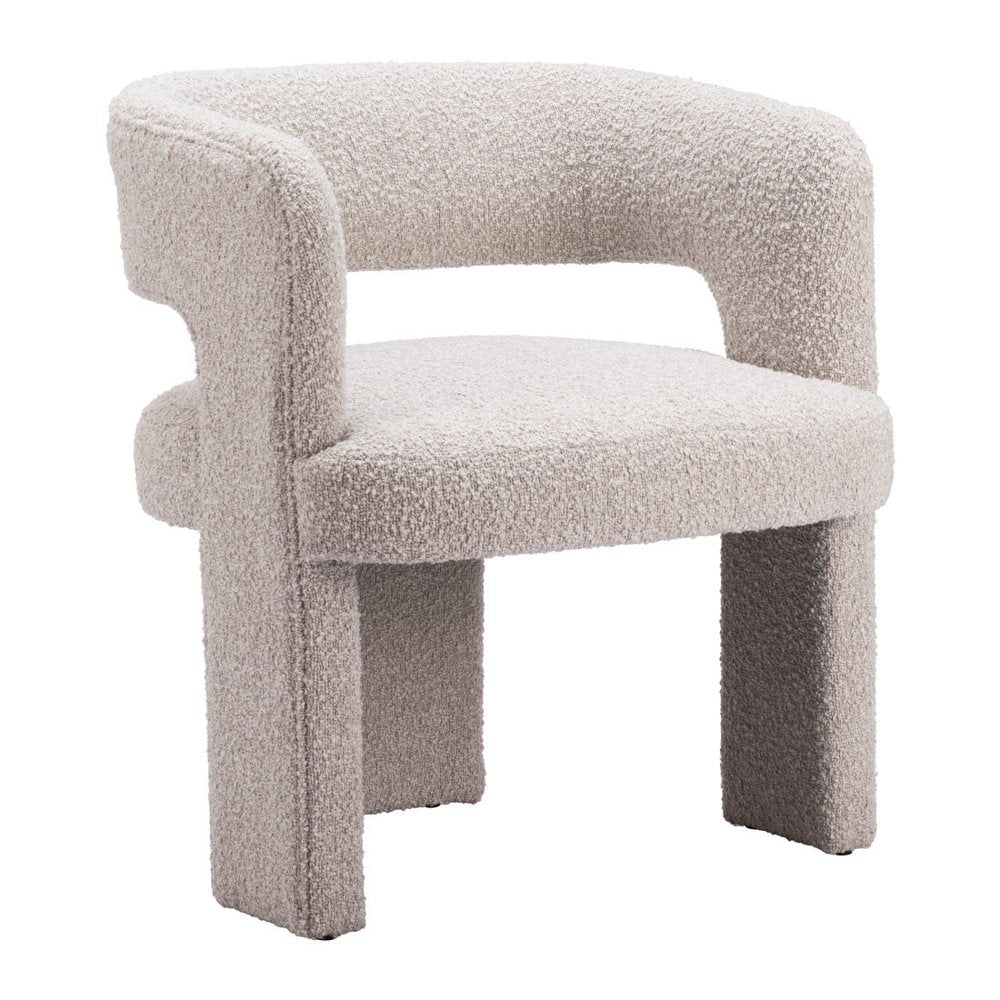 27" Beige Faux Shearling And Upholstered Arm Chair HomeRoots