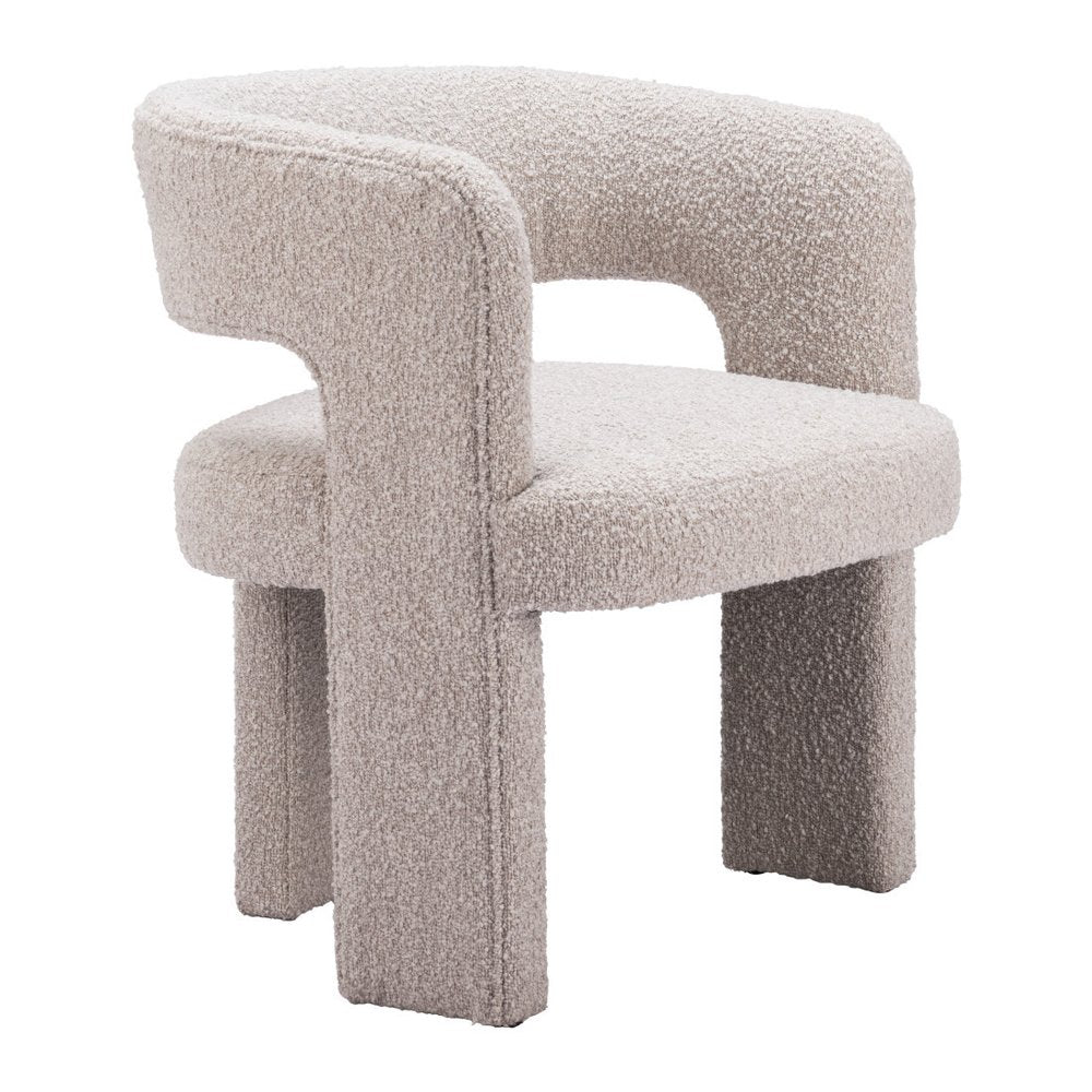 27" Beige Faux Shearling And Upholstered Arm Chair HomeRoots