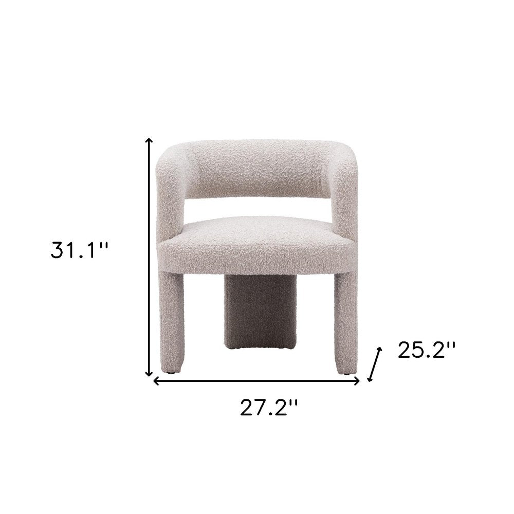 27" Beige Faux Shearling And Upholstered Arm Chair HomeRoots