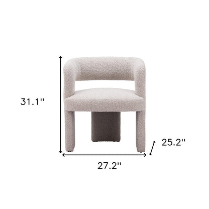 27" Beige Faux Shearling And Upholstered Arm Chair HomeRoots