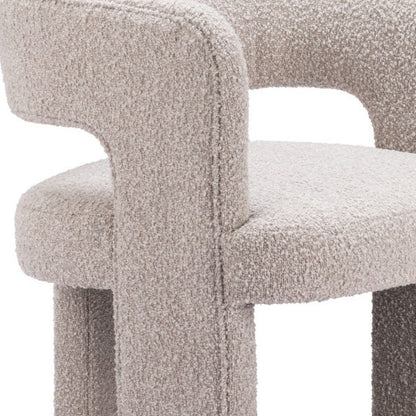 27" Beige Faux Shearling And Upholstered Arm Chair HomeRoots