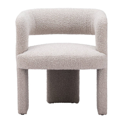 27" Beige Faux Shearling And Upholstered Arm Chair HomeRoots