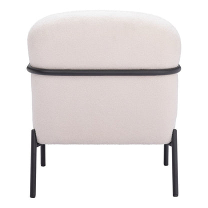 26" Ivory And Black Faux Shearling And Upholstered Arm Chair HomeRoots