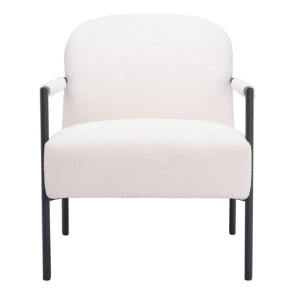 26" Ivory And Black Faux Shearling And Upholstered Arm Chair HomeRoots