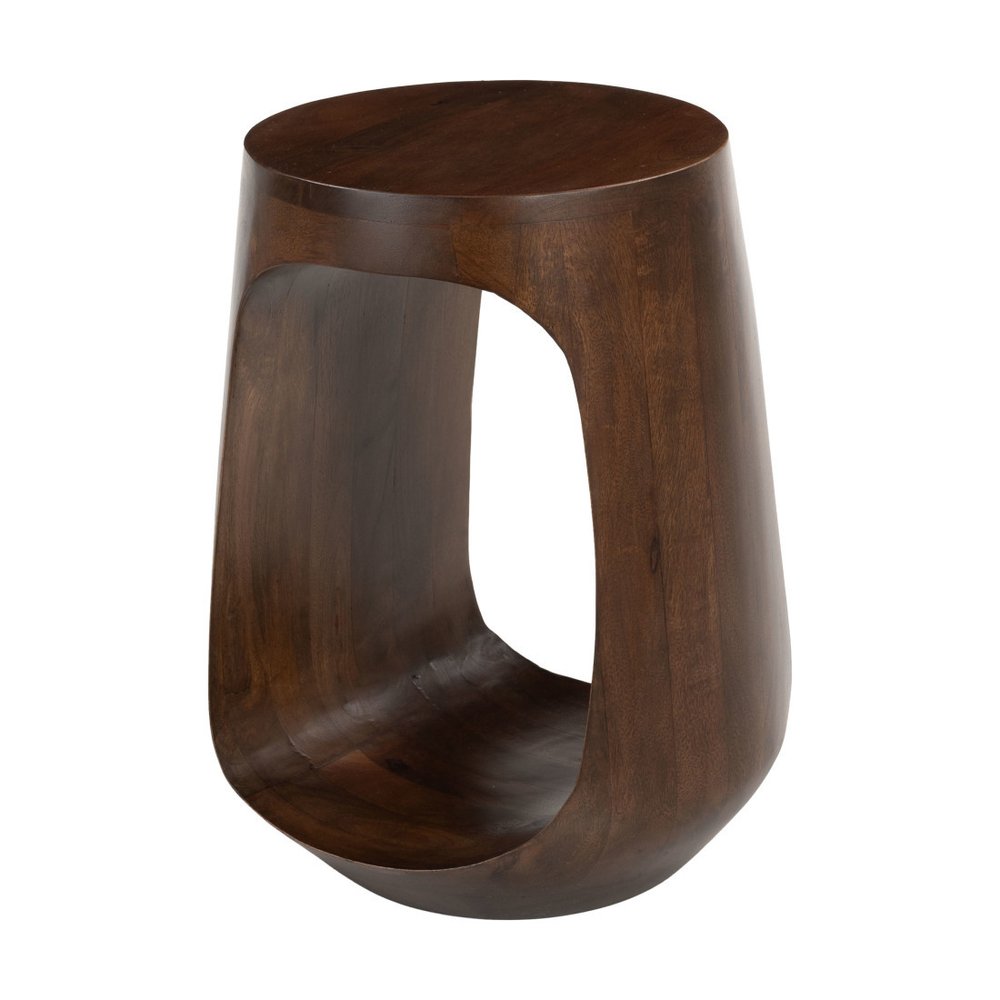 18" Walnut Solid Wood Round Pedestal End Table HomeRoots