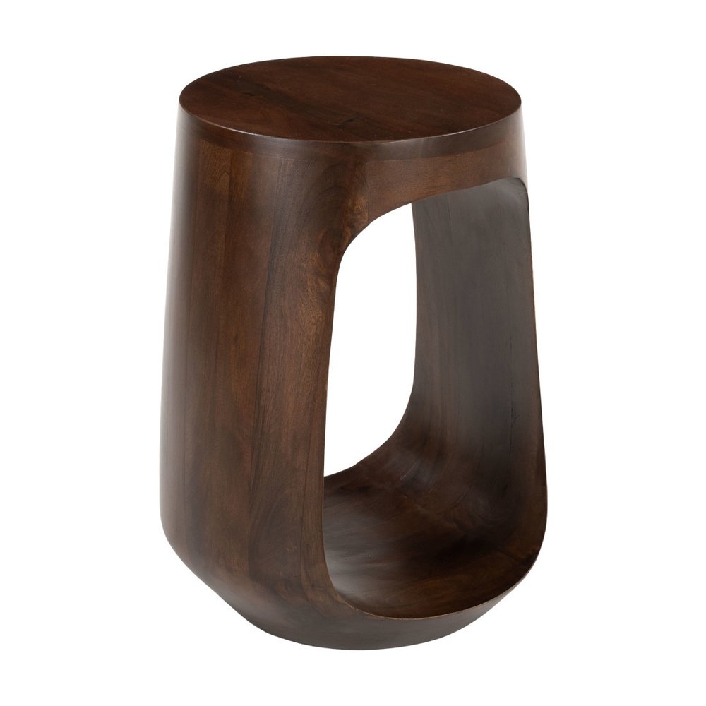 18" Walnut Solid Wood Round Pedestal End Table HomeRoots