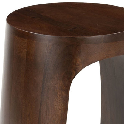 18" Walnut Solid Wood Round Pedestal End Table HomeRoots