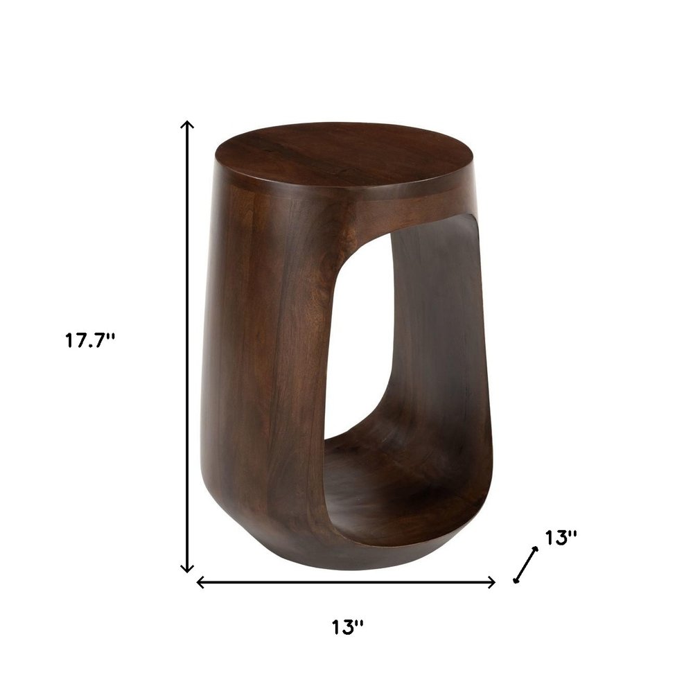 18" Walnut Solid Wood Round Pedestal End Table HomeRoots