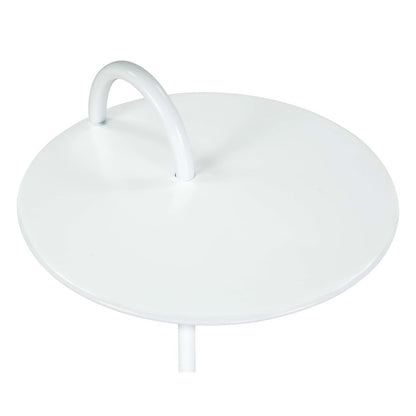 25" White Iron And Marble Round Pedestal End Table HomeRoots