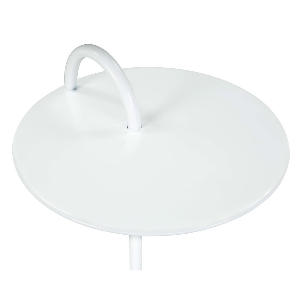 25" White Iron And Marble Round Pedestal End Table HomeRoots