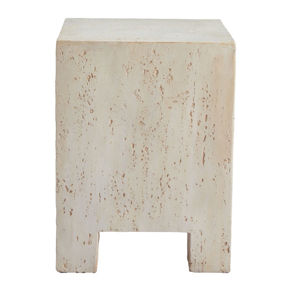 20" Beige Faux Stone Square End Table — view 4