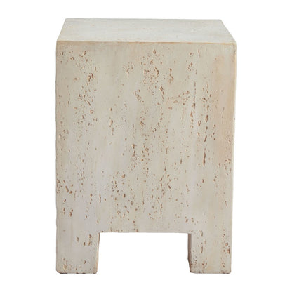20" Beige Faux Stone Square End Table HomeRoots