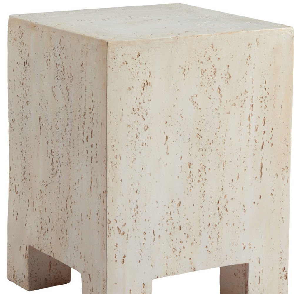 20" Beige Faux Stone Square End Table — view 1