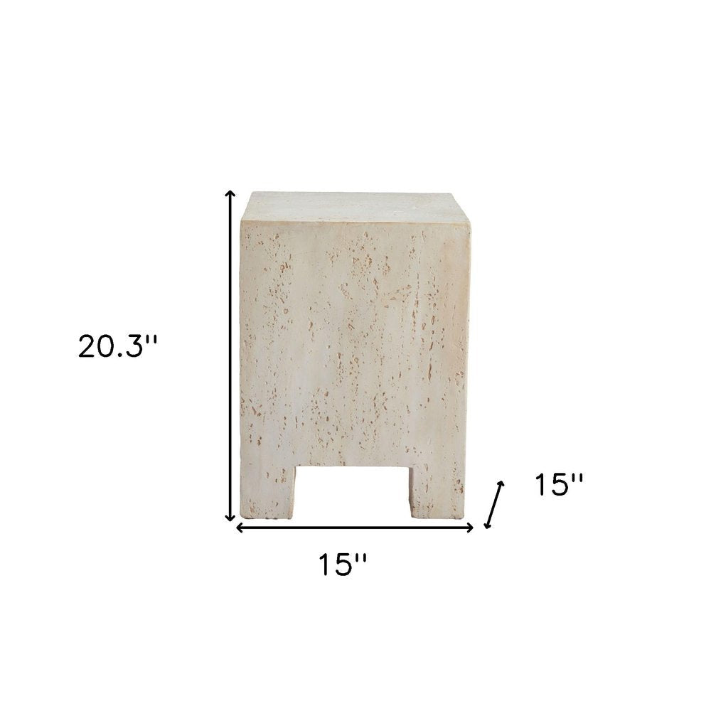 20" Beige Faux Stone Square End Table — view 3