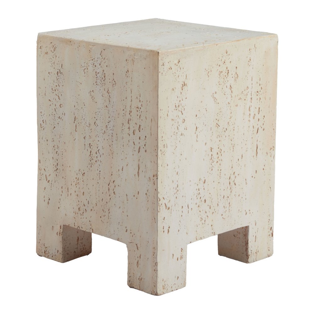 20" Beige Faux Stone Square End Table — view 5