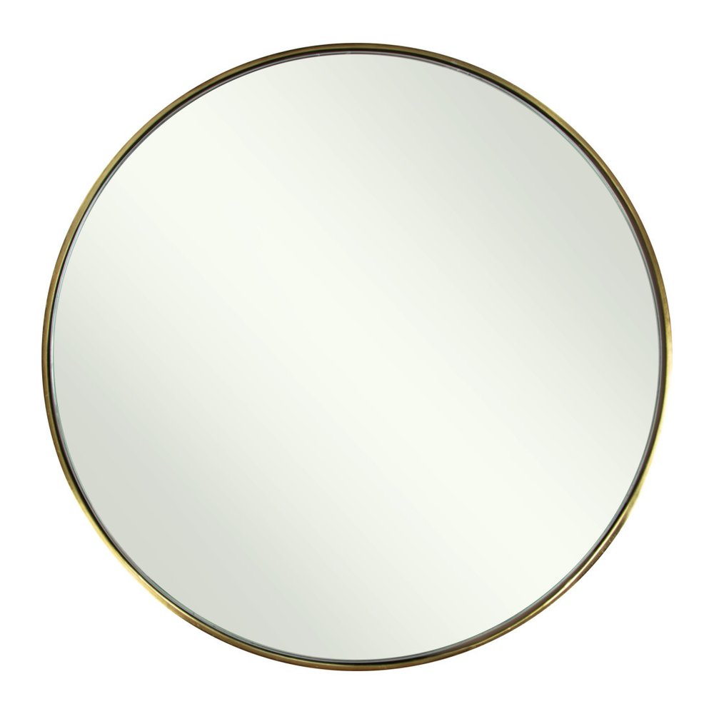 20" Gold and Black Mirrored Glass and Iron Round End Table HomeRoots