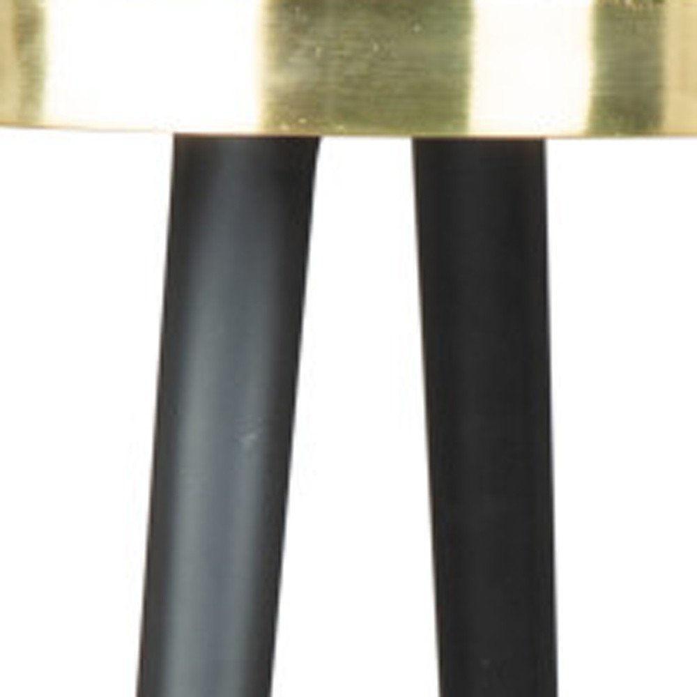 20" Gold and Black Mirrored Glass and Iron Round End Table HomeRoots