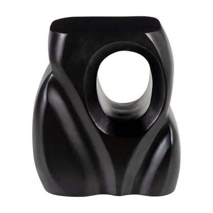16" Black Solid Wood Figurine End Table