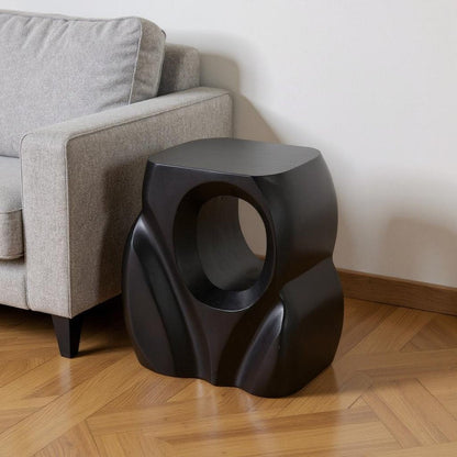 16" Black Solid Wood Figurine End Table HomeRoots