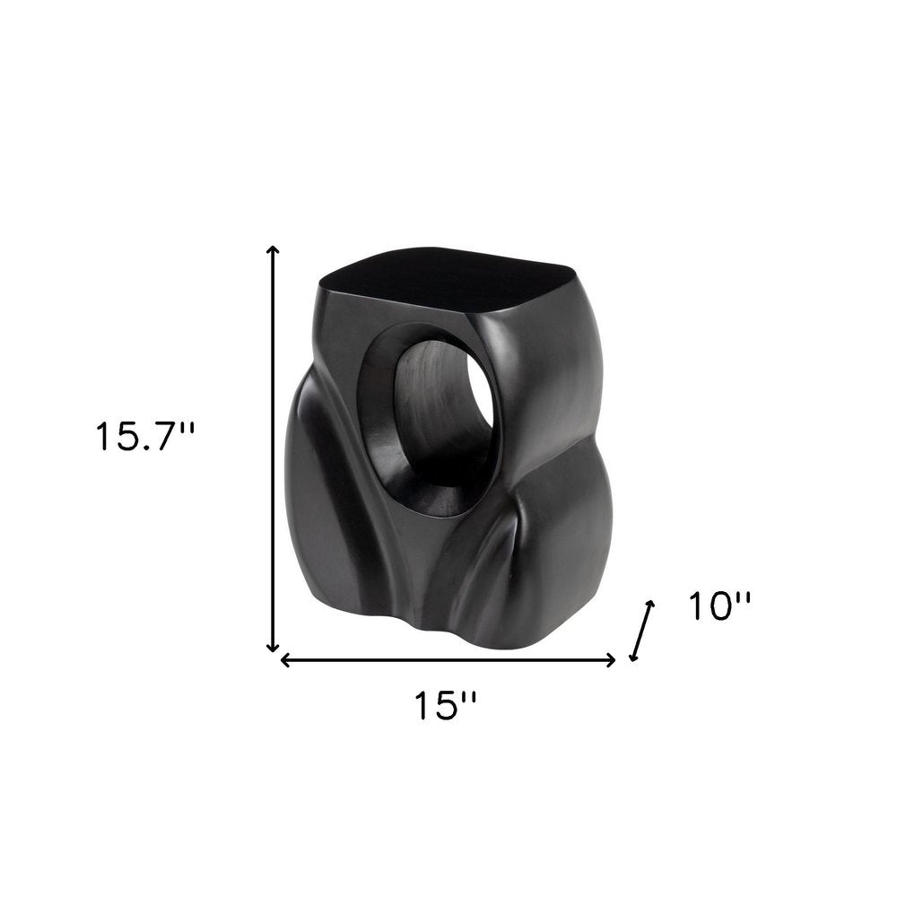 16" Black Solid Wood Figurine End Table HomeRoots