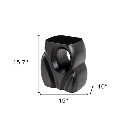 16" Black Solid Wood Figurine End Table HomeRoots