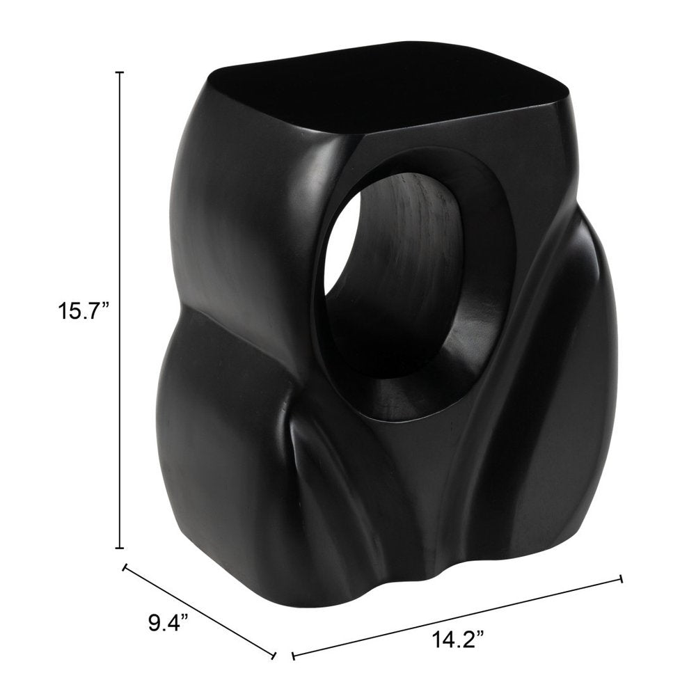 16" Black Solid Wood Figurine End Table HomeRoots