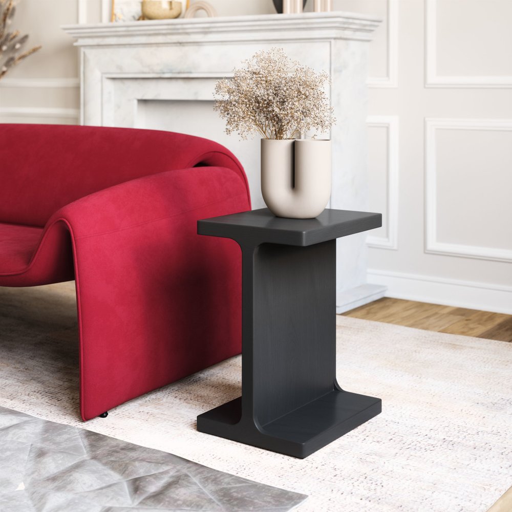 20" Black Solid Wood Pedestal End Table HomeRoots