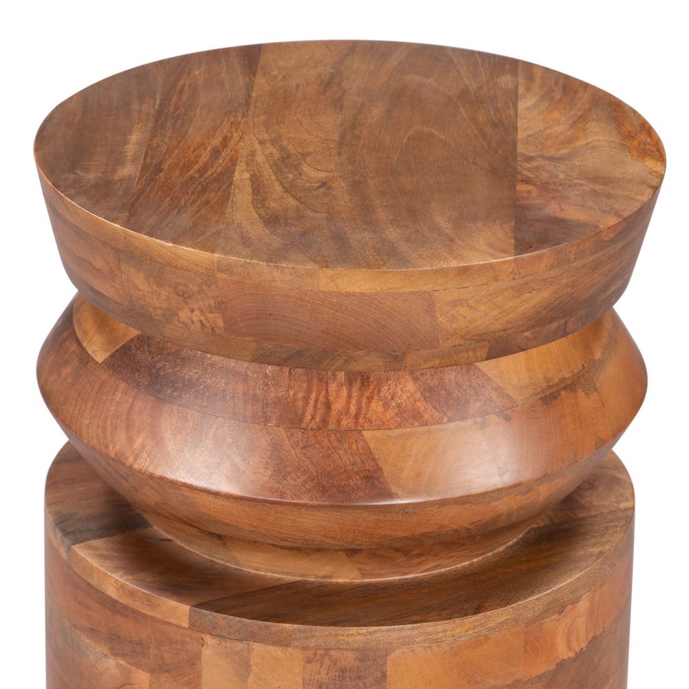 19" Brown Solid Wood Round Drum End Table HomeRoots